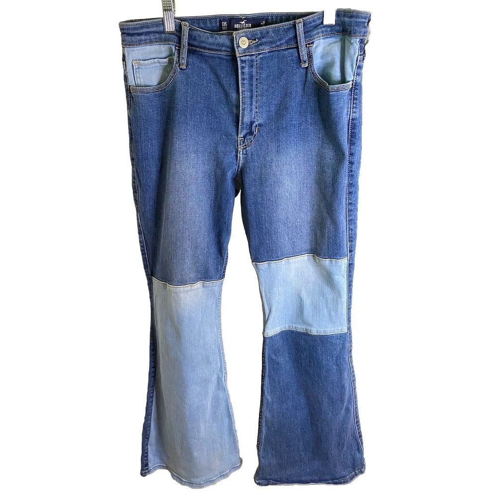 Hollister Womens Vintage Flare Jeans High Rise Patchwork Size 13S 31x30‎